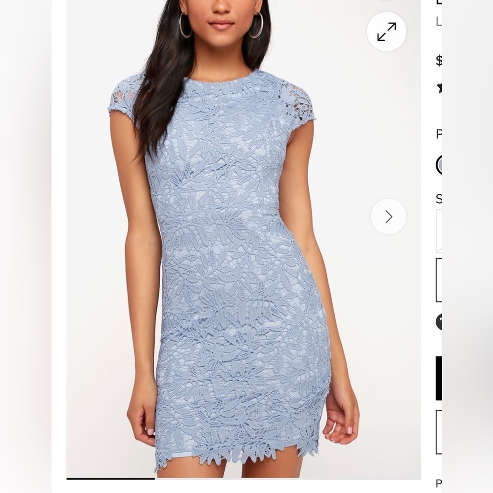 Lulu’s Right Sheer, Right Now lace bodycon dress Periwinkle color Size Small